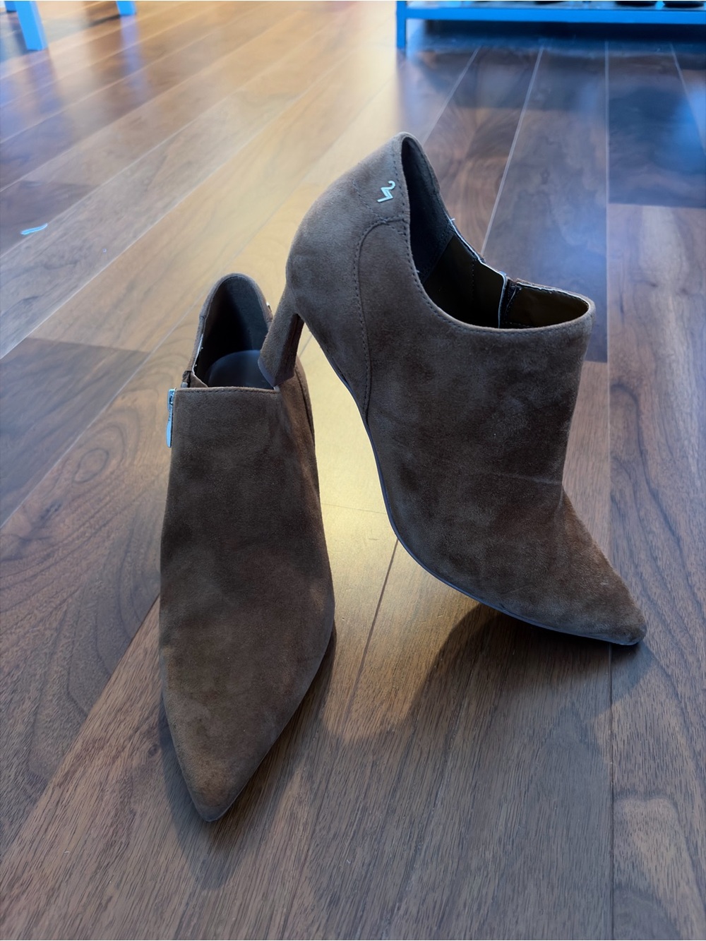 Naturalizer Suede Pointed-Toe High Heel Booties in Brown